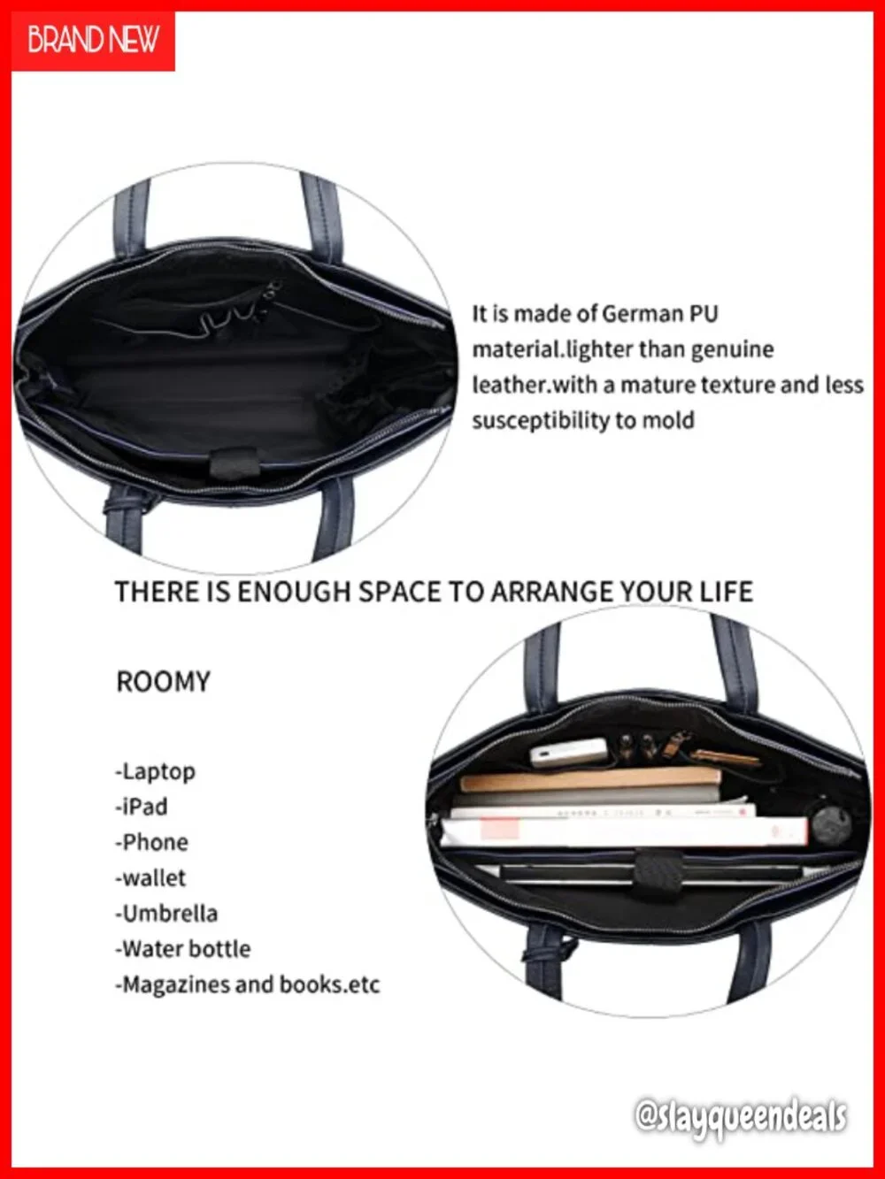 Leather Large Capacity Tote Bag for Men Business Briefcase Shoulder Bag with